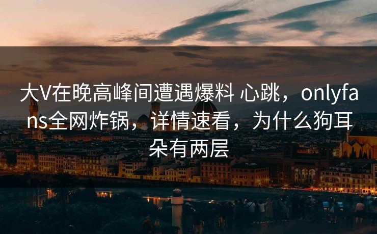 大V在晚高峰间遭遇爆料 心跳，onlyfans全网炸锅，详情速看，为什么狗耳朵有两层